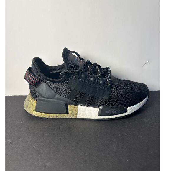 Adidas Mens NMD_R1 V2 J 'Black Gold Metallic' Size 5 - Picture 1 of 10